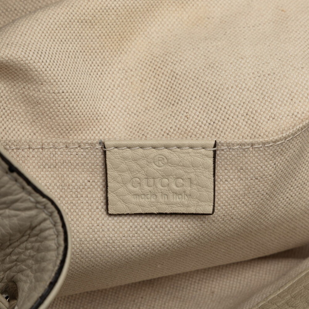 GUCCI White Leather Bamboo Backpack - Picture 6 of 7